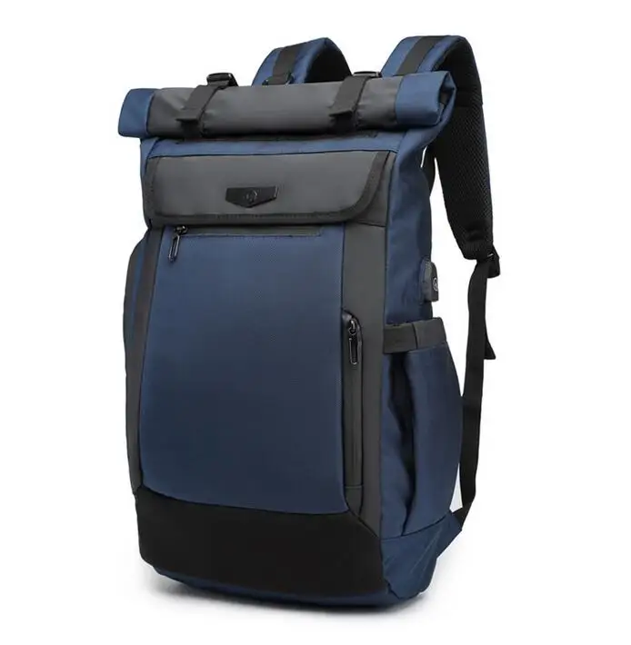 OZUKO мужской рюкзак Водонепроницаемый Многофункциональный usb зарядка дизайнерские рюкзаки для ноутбука для подростка модный Школьный Рюкзак Для Путешествий - Цвет: Синий