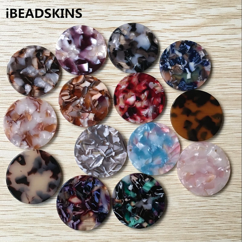 

(choose color) Newest 35mm 50pcs/lot round shape acetic acid beads charms for Jewelry making(As shown)#601