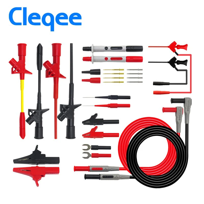 

Cleqee Multifunctional Multimeter Probe Kit Piercing IC Test Hook Lead Needle 4mm Banana Plug Alligator Clip stick Clamp