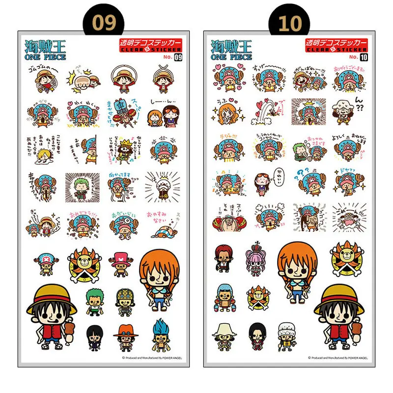 set of stickers Anime One Piece Plastic Stickers Laptop Mobile Phone Book Transparent Sticker Toy for children