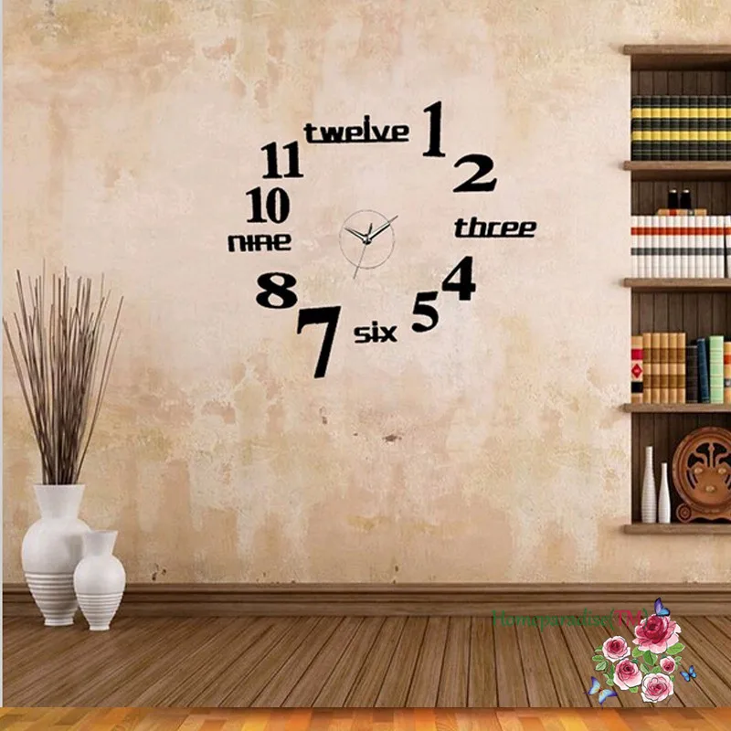 English Letters Numbers DIY Clock Self Adhesive Decal Modern Wall Digit