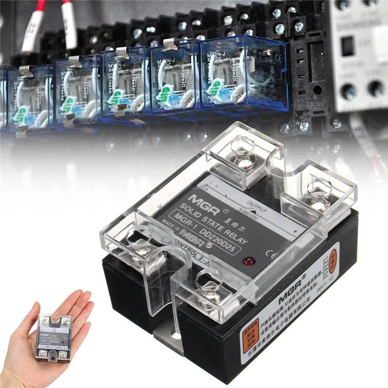 

DC to DC Single Phase Solid State Relay SSR 25A 3-32V 5-220V w Cover A5O3 LED Indicator Frequency Control Accuracy Copper Output