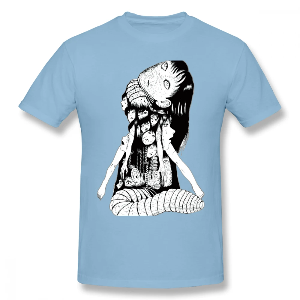 Мужская футболка Tomie, новинка, футболка Manga Junji Ito, футболки Shintaro Kago, футболки для девочек, новое поступление - Цвет: Небесно-голубой