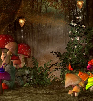 

HUAYI cartoon Photography Backdrop Scenery Custom Photo Portrait Studios Background mushroom backdrop XT4886