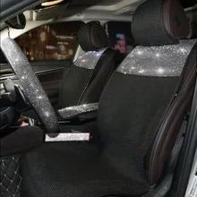 Модный чехол для автомобильного сиденья из шелка со льдом и бриллиантами, универсальная подушка для автомобильного сиденья, стильные дышащие защитные аксессуары для переднего автомобильного сиденья