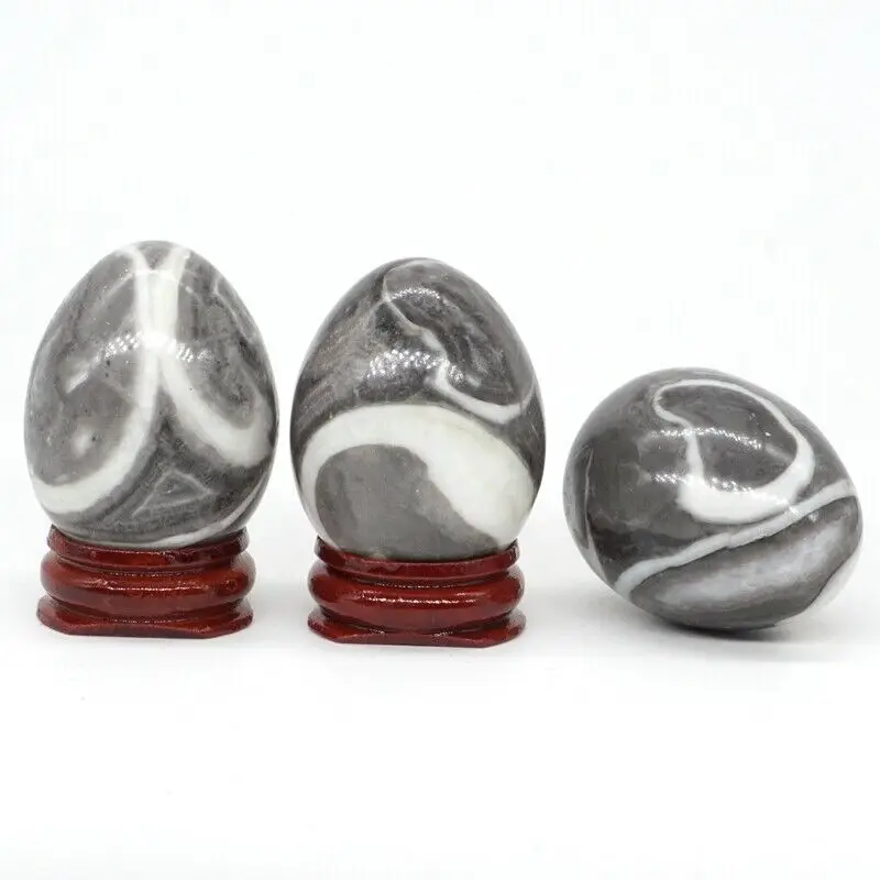 

34x44MM Natural Gemstone Shell Fossil Jasper Crystal Reiki Healing Egg (1pcs)