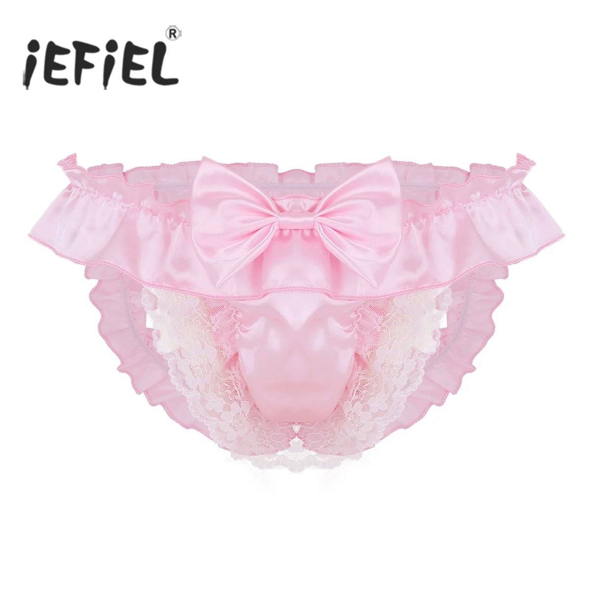 

Mens Lingerie Gay Panties Open Butt Jockstraps Sexy Bowknot Male Sissy Satin Crotchless Low Rise Body String Briefs Underwear
