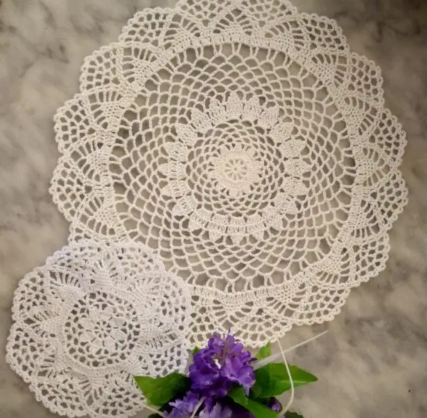 

2Size New 2019 cotton placemat cup coaster mug kitchen wedding table place mat cloth lace Crochet tea coffee doily Handmade pad