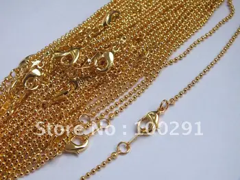 

Hot Fashion DIY 500piece 1.5mm 20'' Gold plated ball link chain with lobster clasp