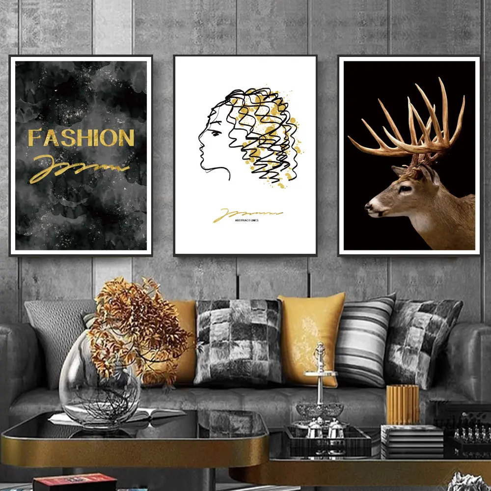 Elk Poster Vintage Wall Art Paintings For Living Room Animal Wall Painting Abstract Posters and Prints Home Decor Unframed