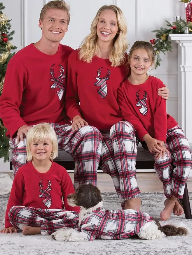 

family Chritmas set family christmas grid pajamas matching clothes happy christmas family matching outfits christ wear baby adu