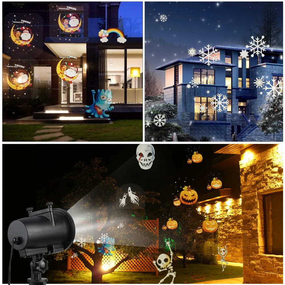 Holiday Lighting Christmas Projector Lights with 12 Switchable Patterns Waterproof IP65 Rotating Spotlight Decorative Lights Holiday Lighting Christmas Projector Lights with 12 Switchable Patterns Waterproof IP65 Rotating Spotlight Decorative Lights