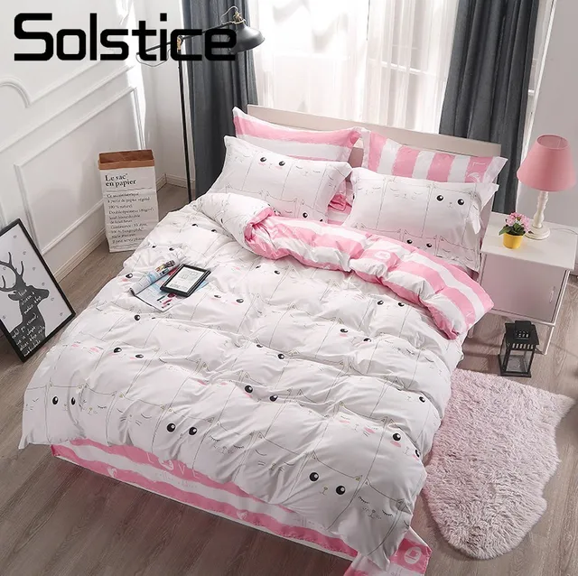 Best Price Solstice Home Textile Twin Full Bedding Set White Pink Cat Kitty Cute Duvet Cover Pillowcase Flat Sheet Girl Kid Teen Bed Linens Best Price Solstice Home Textile Twin Full Bedding Set White Pink Cat Kitty Cute Duvet Cover Pillowcase Flat Sheet Girl Kid Teen Bed Linens