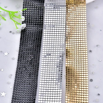 

1.5 Meter 10rows Hotfix Aluminum Mesh Metal Rhinestone Trim Sewing Strass Crystal Bridal Applique Clothes 3cm Width Banding Tape