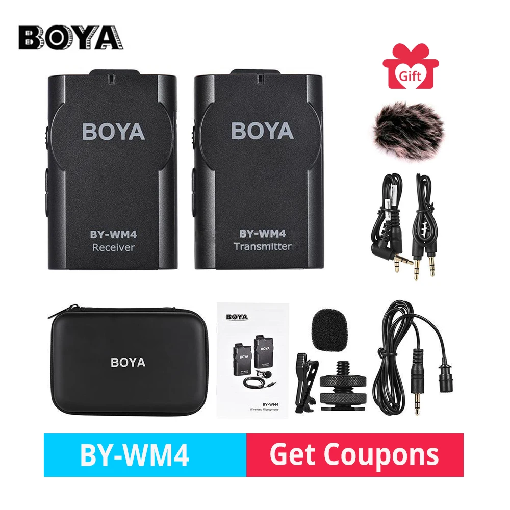 

Boya BY-WM4 Professional Wireless Microphone System Lavalier Lapel Mic for Canon Nikon Sony DSLR Camcorder Recorder for iPhone X