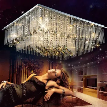 

European style LED living room lamp rectangle crystal lamp K9 ceiling lamp bedroom villa club atmosphere ceiling light SJ5 ya74