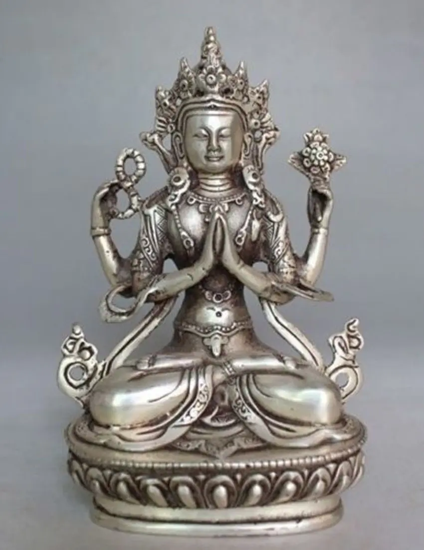 

Details about Tibet Buddhism Silver Bodhisattva Four-armed Avalokiteshvara Buddha Statue