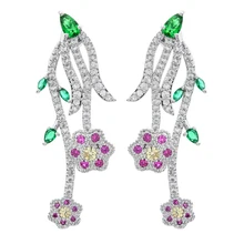 Высококачественные Цветочные цветные циркониевые серьги, подходящие для женщин/девочек, милые романтические модные ювелирные серьги ER-316