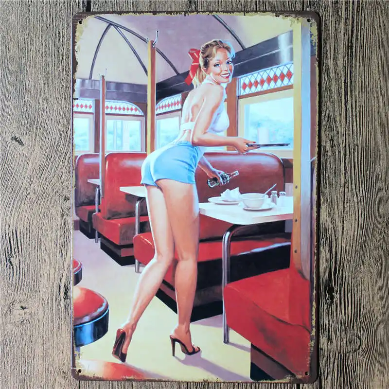 Американский Ретро плакат Pin Up Girl оловянные знаки украшение табличка Металл Винтаж кафе клуб бар настенный декоративный домашний декор 20x30 см - Цвет: 5003