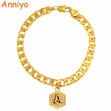 Anniyo(длина 21 см) A-Z 26 буквенный браслет для женщин и мужчин модные английские цепочки с буквами Браслеты Ювелирные изделия Подарки#137006