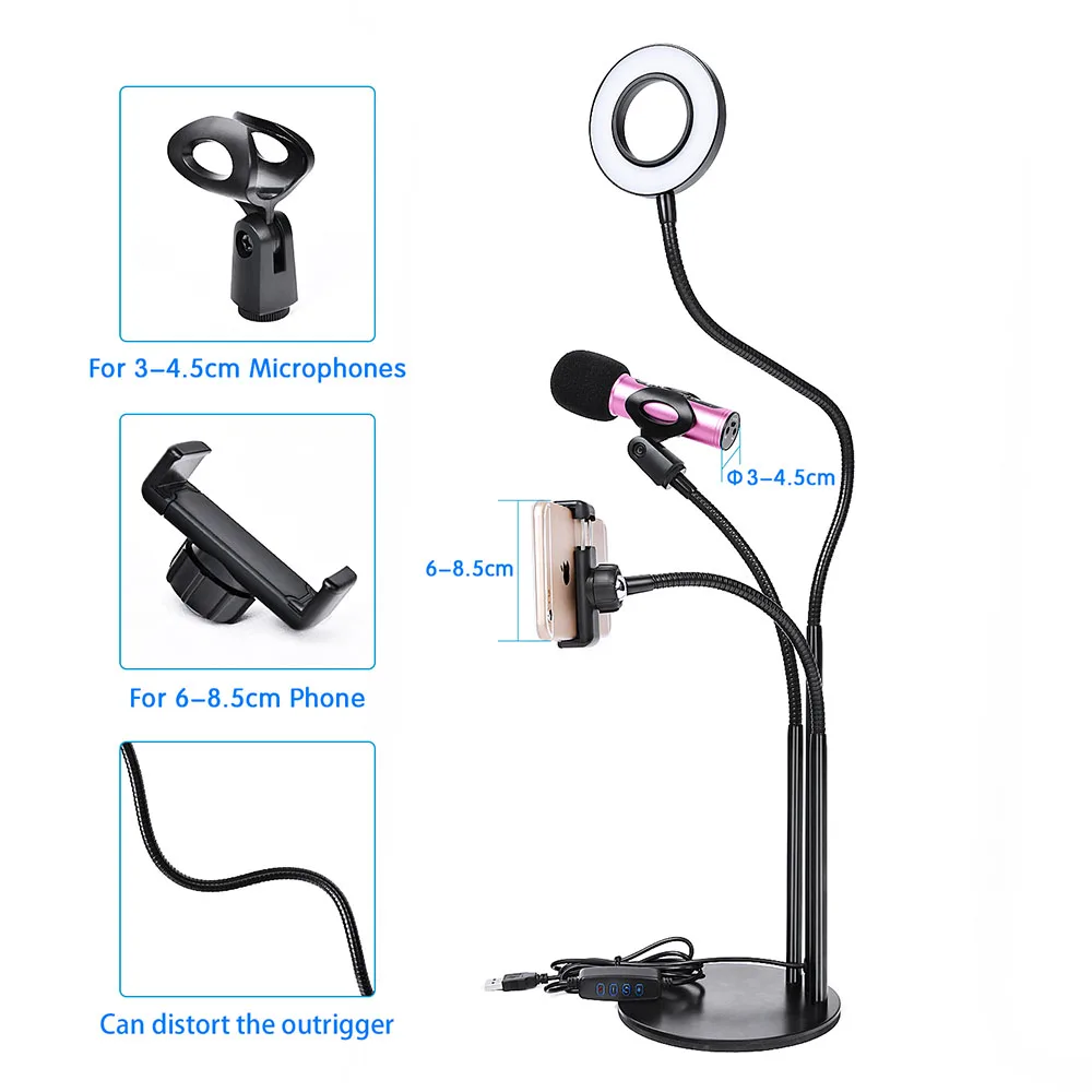  Fusitu Selfie Ring Light with Cell Phone Holder Microphone holder for Live Stream Makeup LED Ring L - 32914538803
