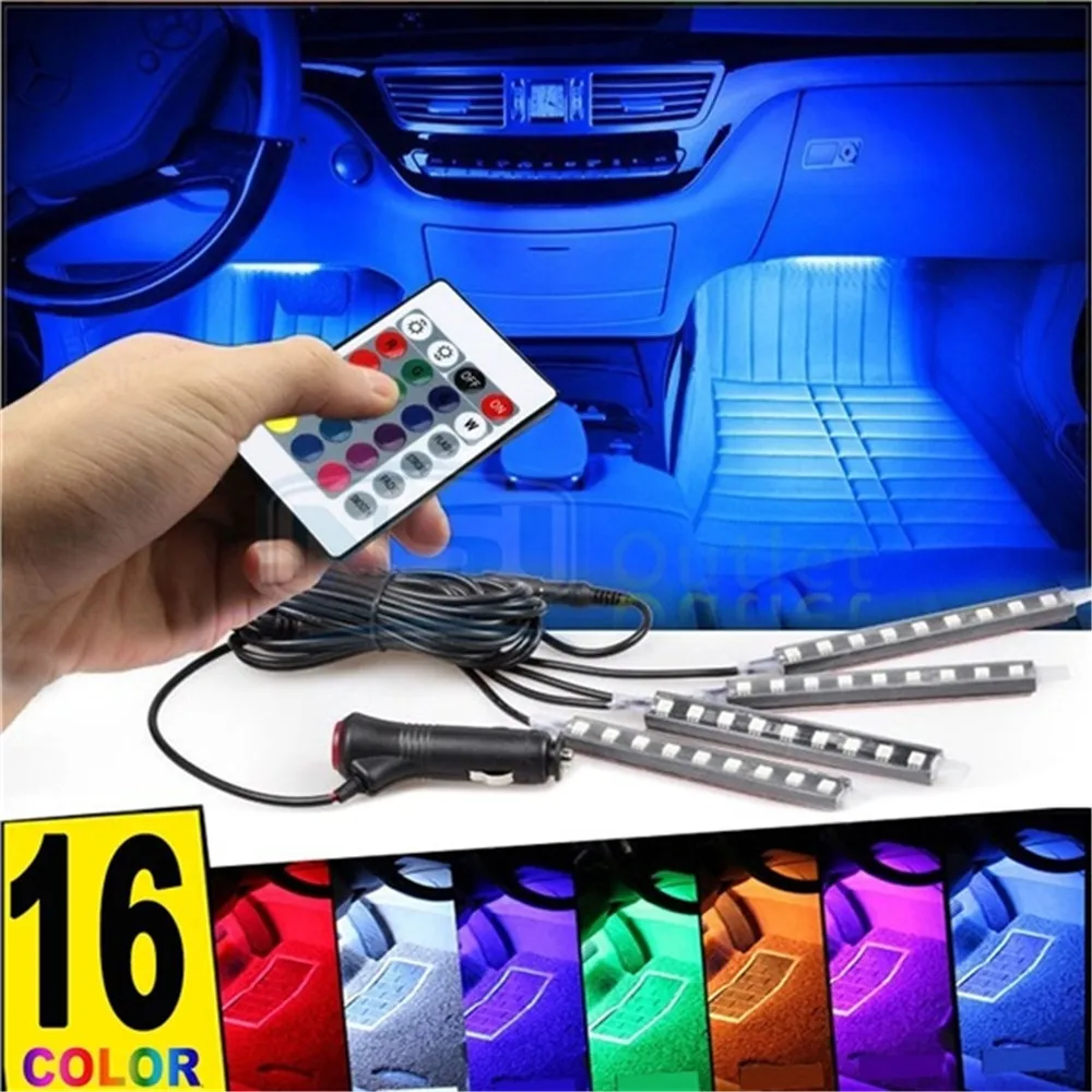 Buy 4 Pcs/set Multi Color LED RGB Car Interior