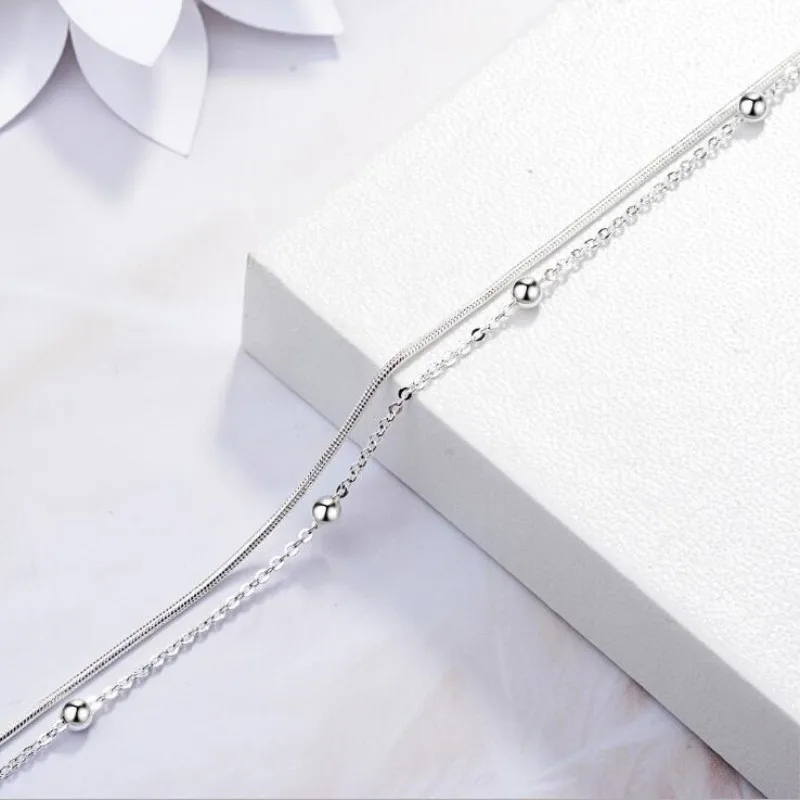 Двухслойные новые модные изысканные 925 пробы серебряные ювелирные изделия из бисера ретро простые дикие темпераментные браслеты SB120