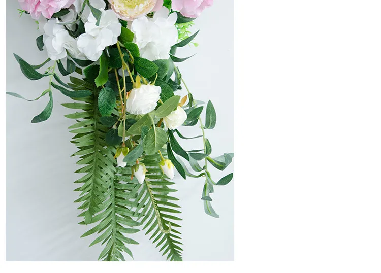Европейский стиль Свадебный сценический фон искусственный ряд цветов Арка Шелковая Роза Пион завод микс дизайн украшения цветы стены