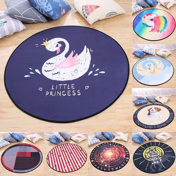 

Cartoon White Swan Round Carpet Fox Animal Bedroom Area Rug Non-Slip Floor Mats Kid's Living Room Crawling Play Mat Circle