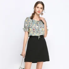 Повседневный шифоновый Короткий полосатый женский топ с оборками и бабочкой