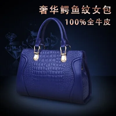 Free shipping 2014 new leather handbag shoulder diagonal casual business bag crocodile pattern Korean |