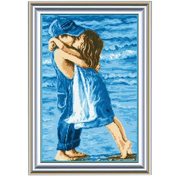 

oneroom Colorful Embroidery Cross Stitch Needlework Kiss Embrace Sea Cross-Stitching sets Art DIY