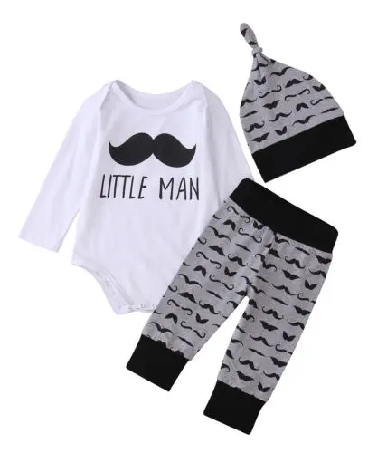 

Summer Newborn Baby Boys Cotton O Neck Short Sleeve Moustache Romper Jumpsuit Pants Hat Clothes Outfits Sets 0-18M