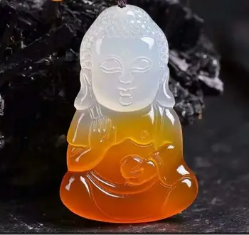 

Fine Jewelry Natural Agate Stone Pendant Handmade Carved Sakyamuni Pendants Women Men' Amulet Free Shipping
