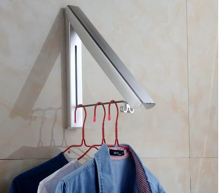 Luxury Foldable Bathroom Accessories Wall Mounted Clothes Holder Laundry Hanger NL126-in Clothes ...