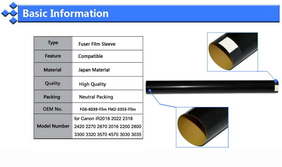 2X Япония Совместимость крепления трубка-фьюзер для пленки сменный для canon IR 2318 2420 2270 IR2016 IR2022 3300 3320