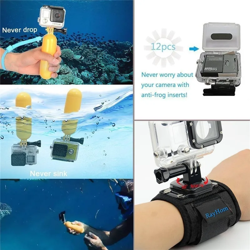 Kit de accesorios GoPro para Go Pro Hero7 6 5 correa de pecho funda de transporte flotante tornillo de agarre de mano 53 in 1 Juego para Cámara de Acción - 3