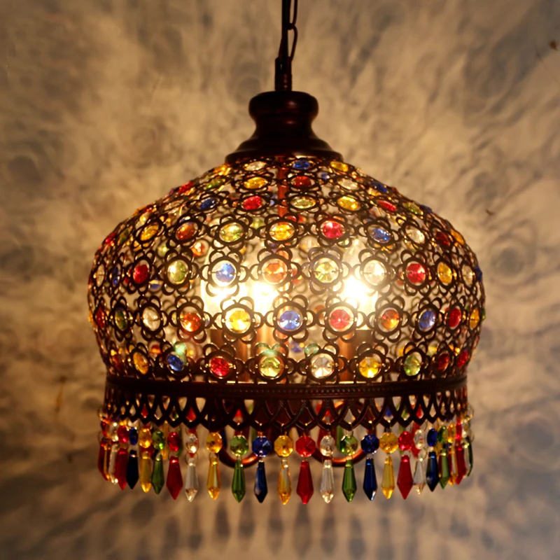 design lamp pendant lighting crystal Bohemia Retro droplight Iron handmade pendant lights for restaurants hanging lights bedroom
