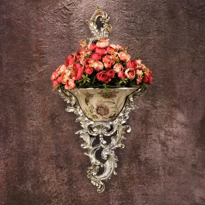 Европейский роскошный дворец, настенная ваза из смолы, украшение дома, ремесла для гостиной комнаты, отеля, Настенная роспись оленя, подделки, украшения цветочного горшка - Цвет: style8