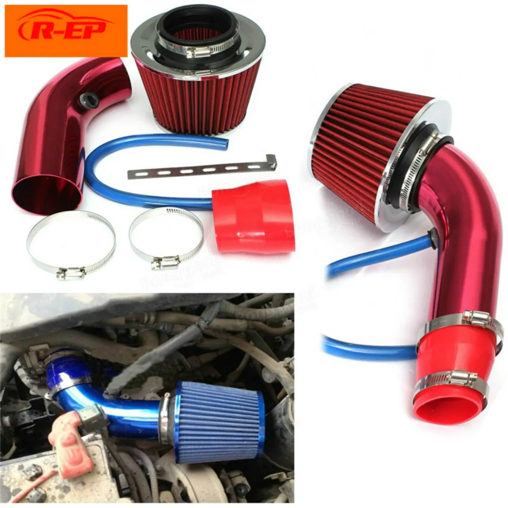 

3inch/76mm Car Universal Aluminum Air Intake pipe kit+Air FILTER Duct Tube Kit Air Filter Performance Cold Air Intake Kit
