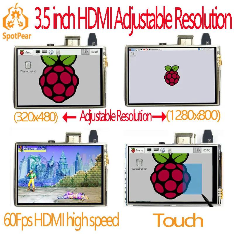 

raspberry pi 3.5 inch hdmi LCD touchscreen touch screen 60 fps high speed 3.5inch better than 5 inch and 7 inch