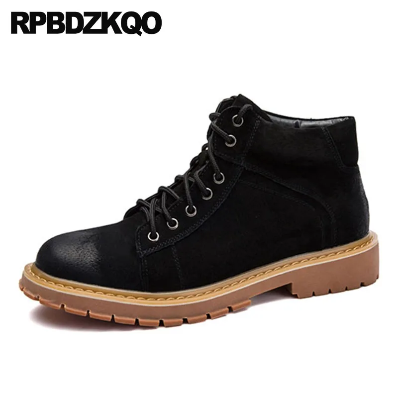 

Retro Combat Boots Autumn Lace Up Shoes Luxury Military Black Vintage Fall Booties 2018 Footwear Genuine Leather Ankle Army Men