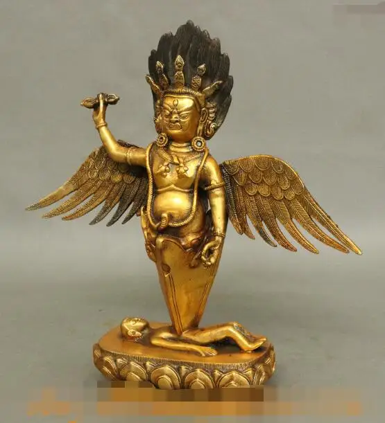 

S6557 11" Chinese Tibetan Buddhism Bronze Wrathful Heruka Vajrakilaya Mahakala Statue D0318