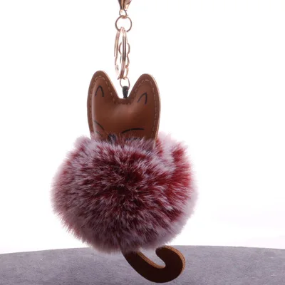 Маленькая кошка плюшевый брелок кулон мягкий меховой шар мода мультфильм животных установлен/сумка кулон Kawaii Tata BT21 Portachiavi Peluche - Цвет: 6
