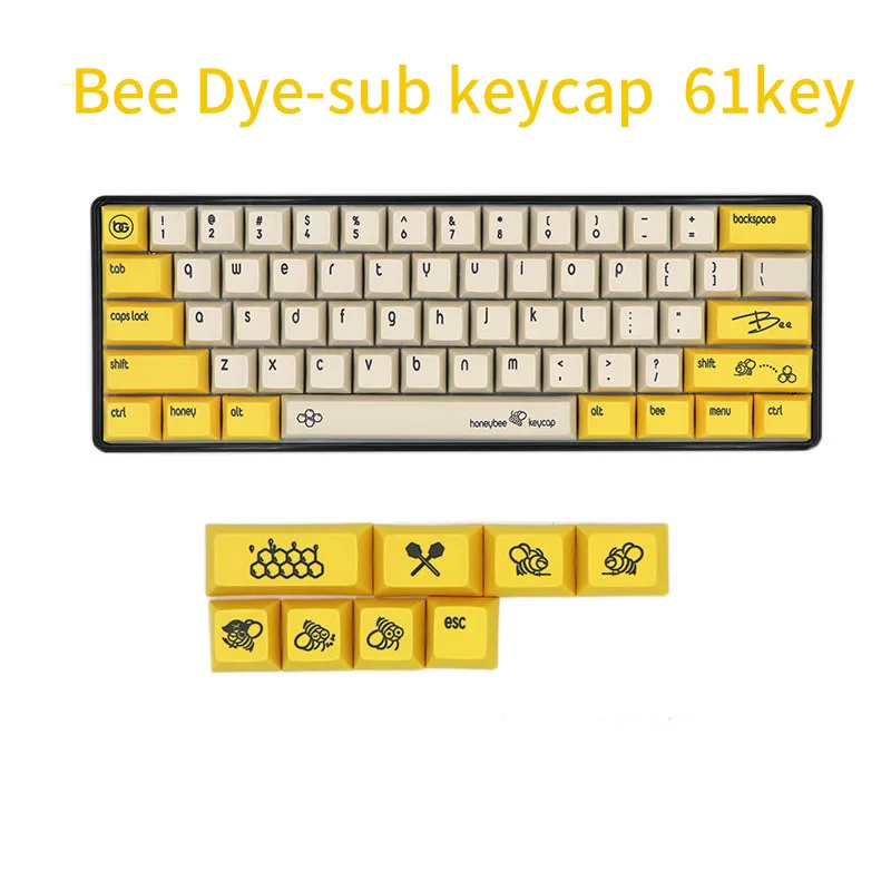 BGKC DSA Bee Тепловая Сублимация красителя для печати, PBT keycap для проводной USB механической клавиатуры Cherry MX switch keycaps