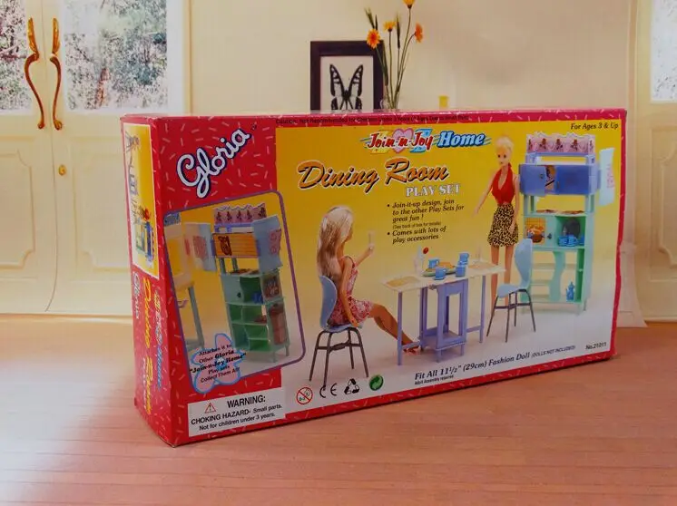 Dining Table Showcase Chair Set / Pretend Play dollhouse dining room furniture Accessories decoration for Barbie kurhn doll Toy