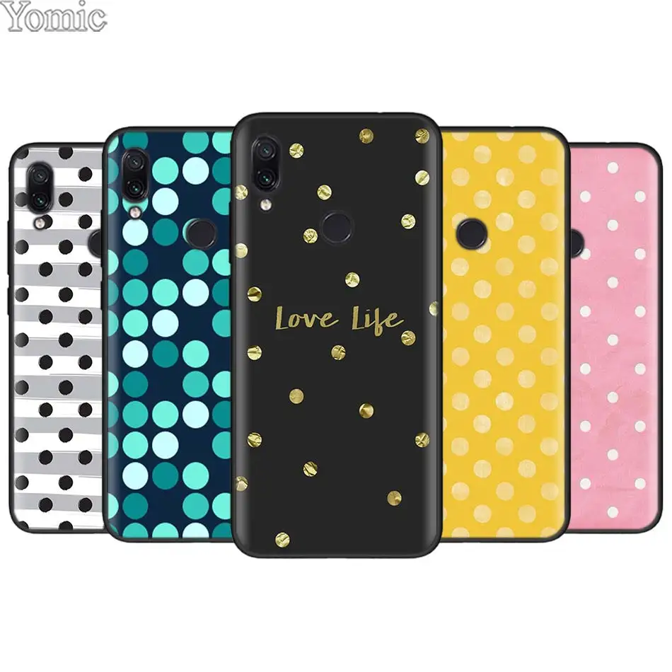

Polka Dot Silicone Phone Case Cover Shell for Xiaomi Redmi 7 6 5 Note 7 5 6 Pro 4X 5A 6A S2 GO Poco F1 Black TPU Soft Case