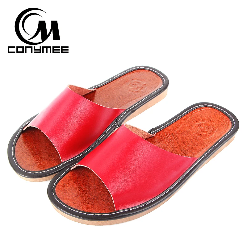 

CONYMEE Summer Flip Flops Women Genuine Leather Sandals Flat Shoes Non-slip Mens Casual Sneakers For Home Indoor Slippers Shoe