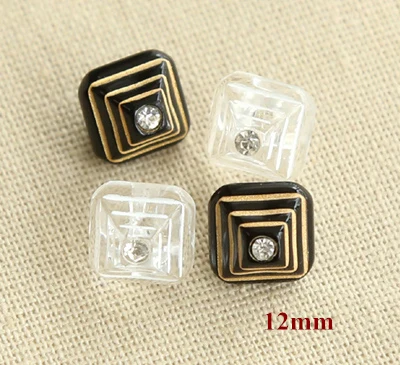 

30pcs/lot Size:12mm Stylish pyramid design plastic buttons for shirt,rhinestone garment button black / transparent (ss-706)