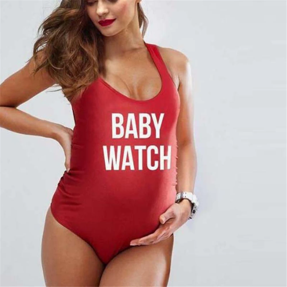 Pregnant Swimsuit Maternity Tankinis Women Solid Letter Plus Size One Piece Halter Pregnant maillot de bain femme Swimwear
